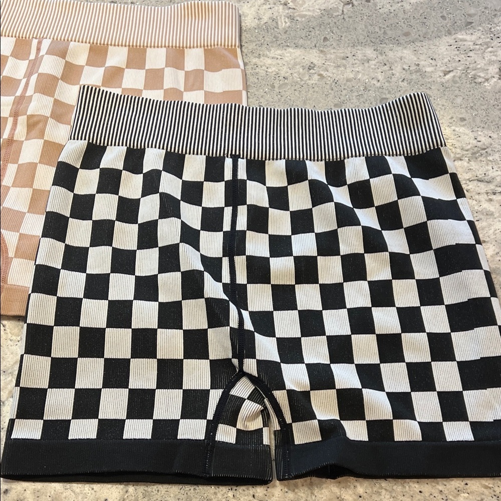 Kimberly Black and White Checkered Shorts